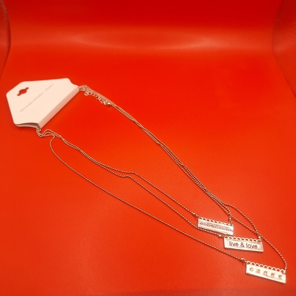 Christopher and Banks 3 three tiered necklace live & love and rhinestone - Picture 4 of 10